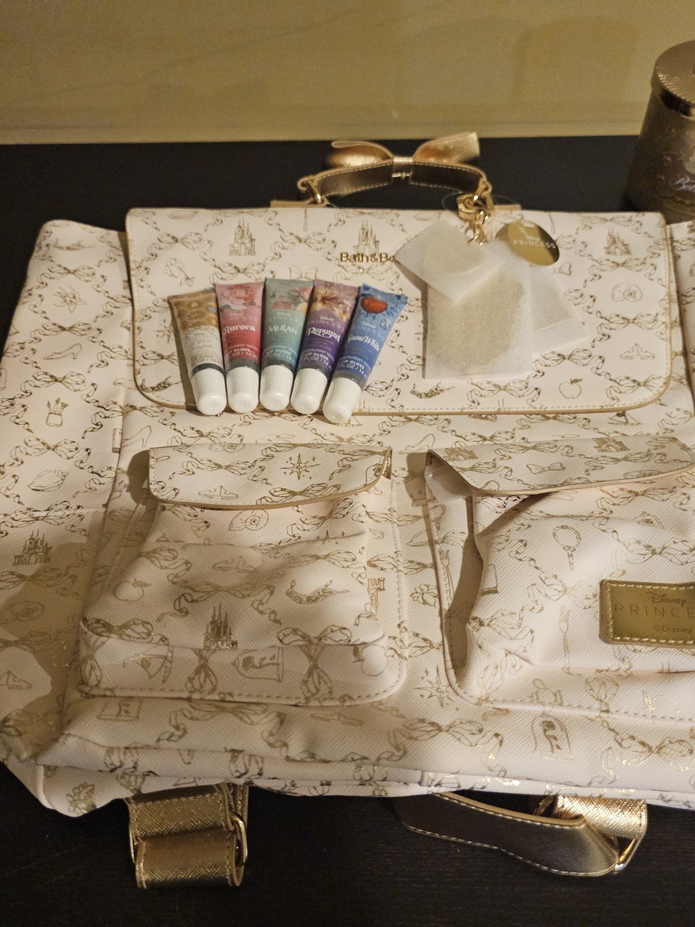 NWT - Bath & Body Works Cream Disney Princess Backpack Bundle